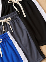 Boys 3pcs Mesh Breathable Sports Shorts Set