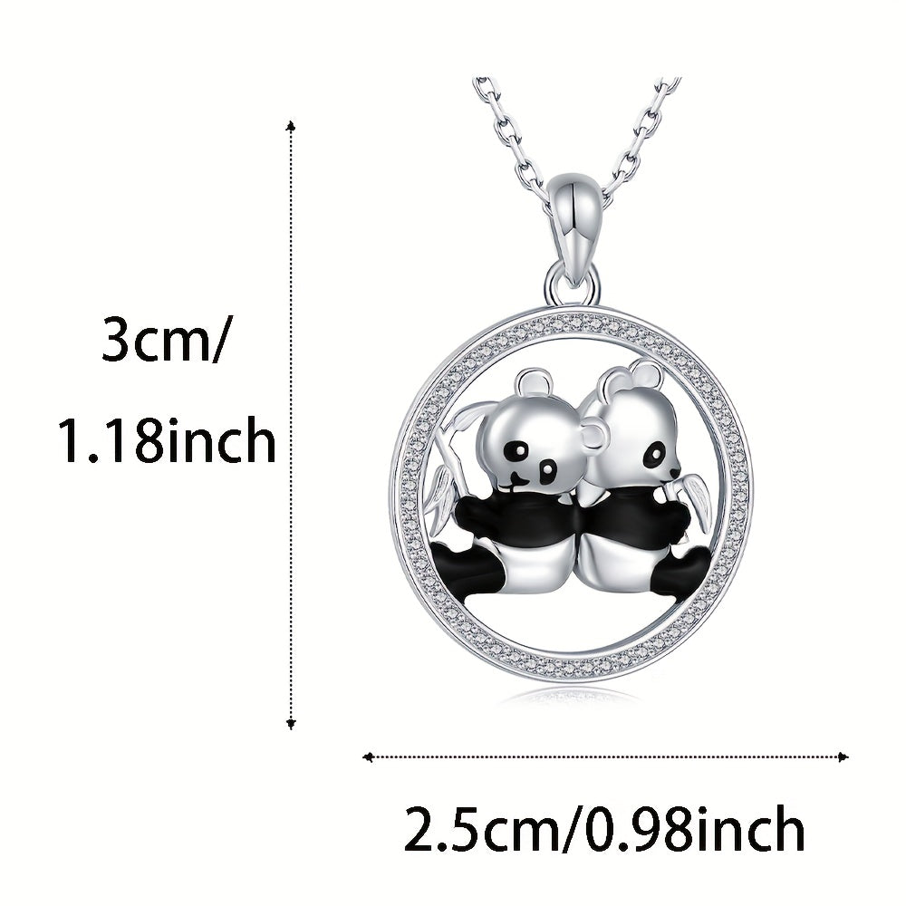Panda Pendant Necklace Gemstones Clavicle Chain Jewelry Gift Men