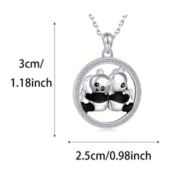 Panda Pendant Necklace Gemstones Clavicle Chain Jewelry Gift Men