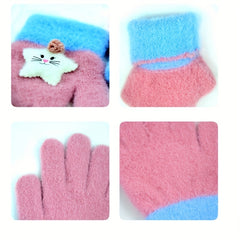 Kids Winter Plush Cartoon Touch Screen Gloves Ages 3-7