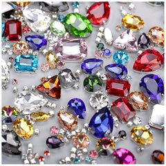 130pcs Mixed Shapes Sew On Rhinestones With Claw for DIY Craft Clothing Shoes