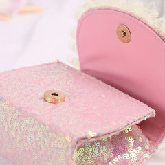 Sweet Bow Girls Crossbody Bag with Sequins & Pearl Handle