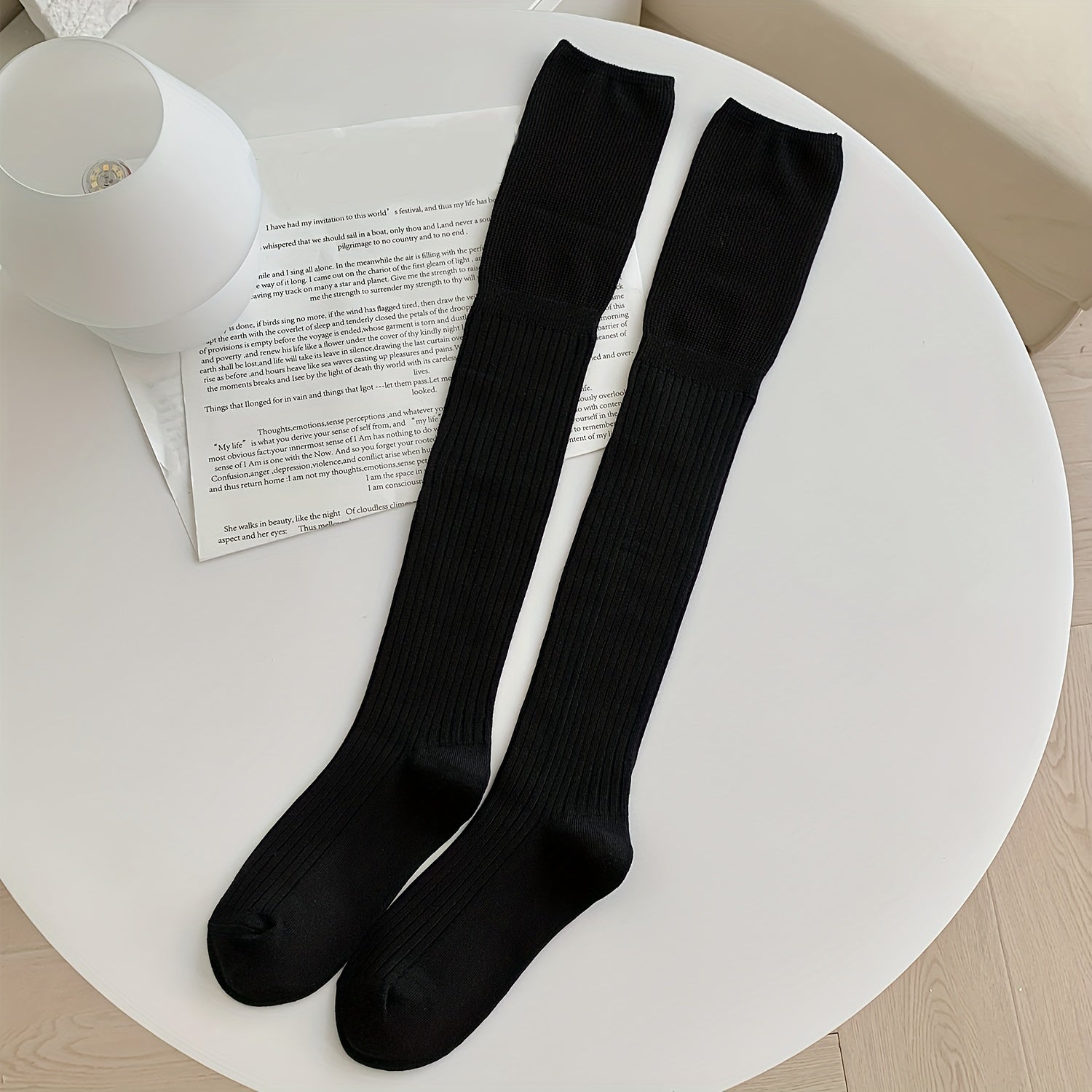 Solid Thigh High Socks Comfy Over The Knee Socks Women's Stockings