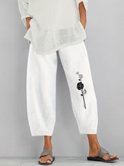 Floral Print Elastic Waist Pants for Women