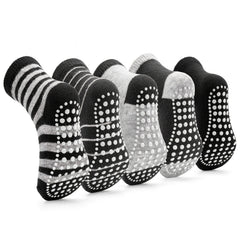 5 Pairs Baby Girls Non Slip Cotton Heart Print Crew Socks