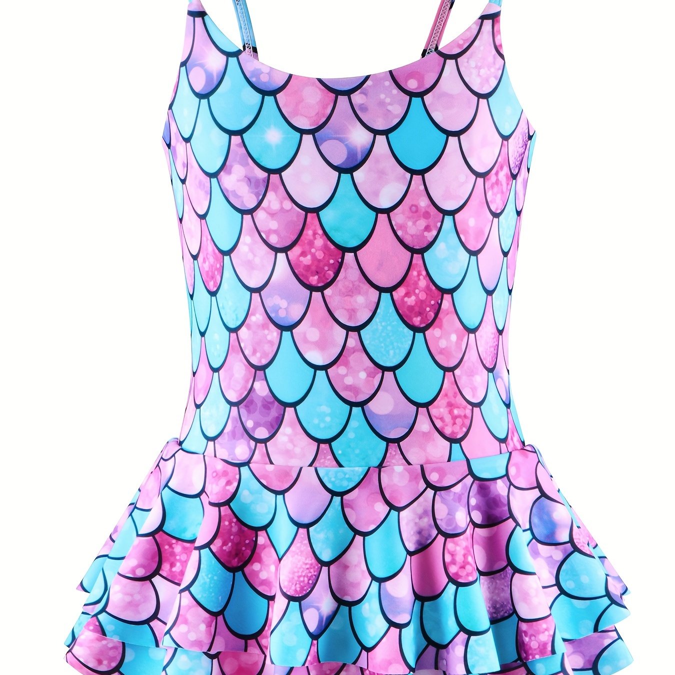 Sweet Girls Fish Scale Cami Swimwear Bathing Suit For Summer