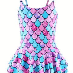 Sweet Girls Fish Scale Cami Swimwear Bathing Suit For Summer