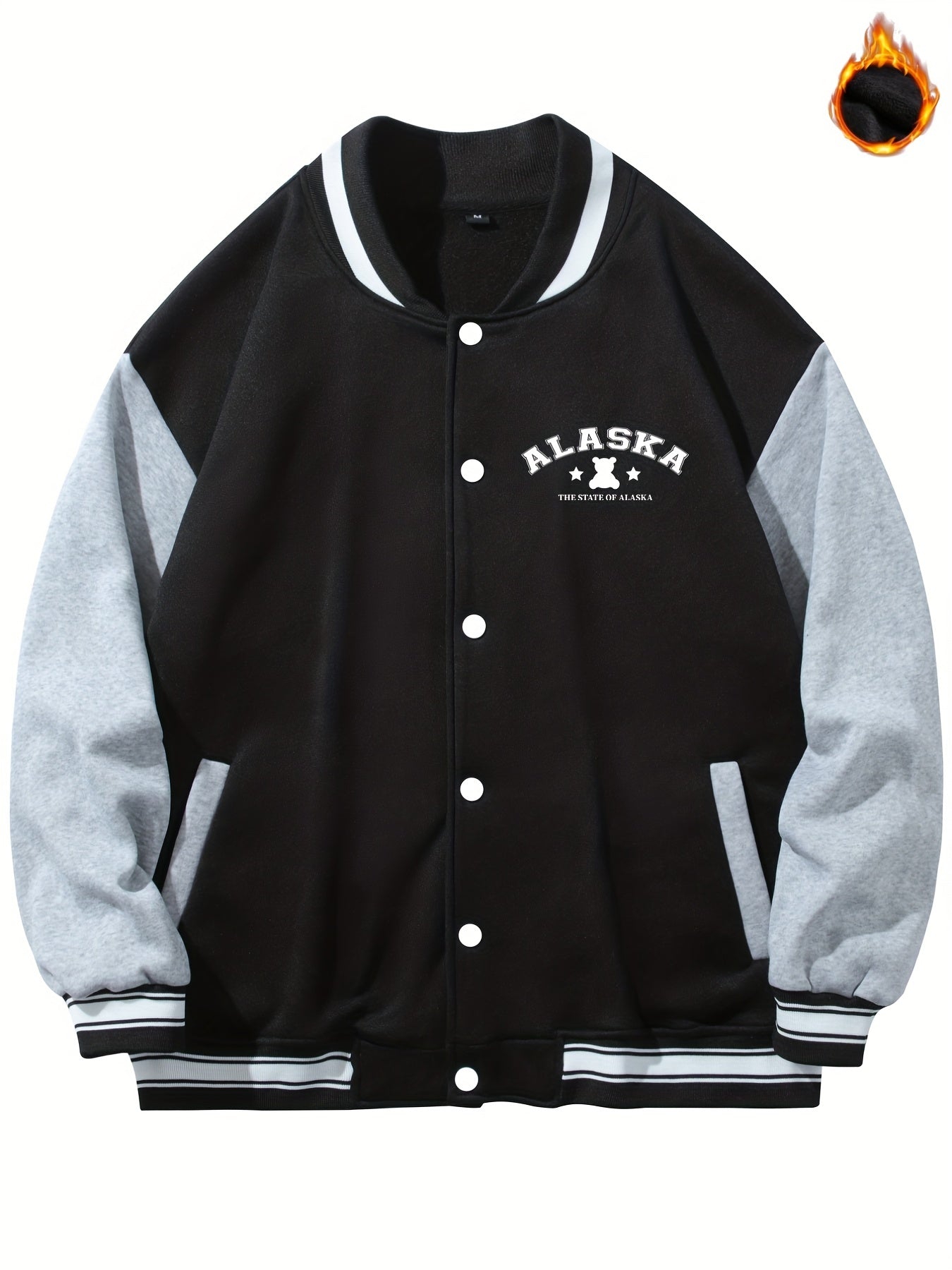 Men's Muppet Bear Print Jacket with Baseball Collar