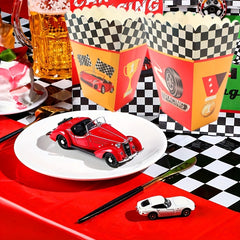 6pcs Racing Car Theme Popcorn Boxes & Flag Print Snack Box