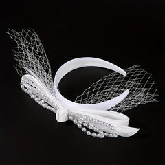 Faux Pearl Bowknot Headband Wide Brim Head Band Bridal Head Hoop