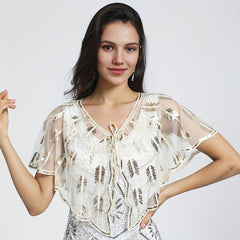 Vintage Embroidered Bead Shawl Evening Party Bridal Shawl