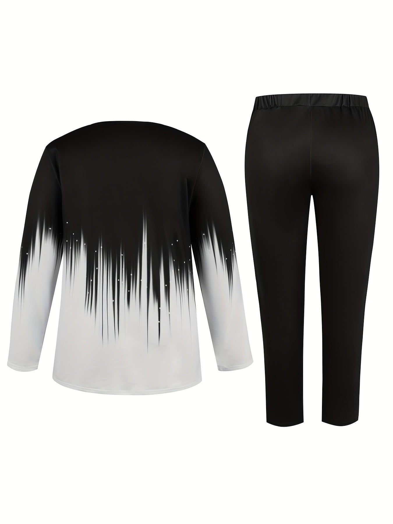 Women's Plus Ombre Print Long Sleeve Top & Pants 2 Piece Set
