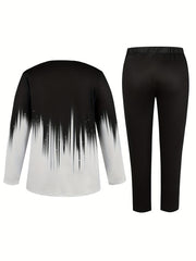 Women's Plus Ombre Print Long Sleeve Top & Pants 2 Piece Set