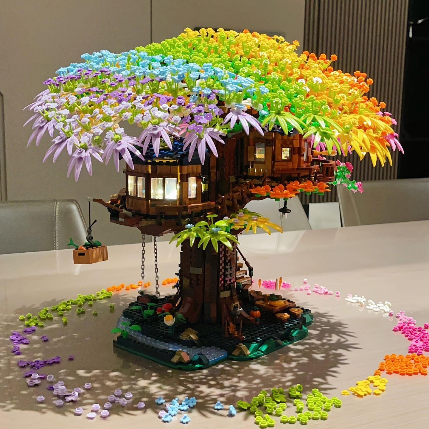 Dreamy Treehouse Model Set with Flowers and Greenery