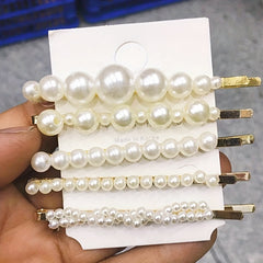5pcs Sparkling Faux Pearl Hair Clips Vintage Hair Accessories