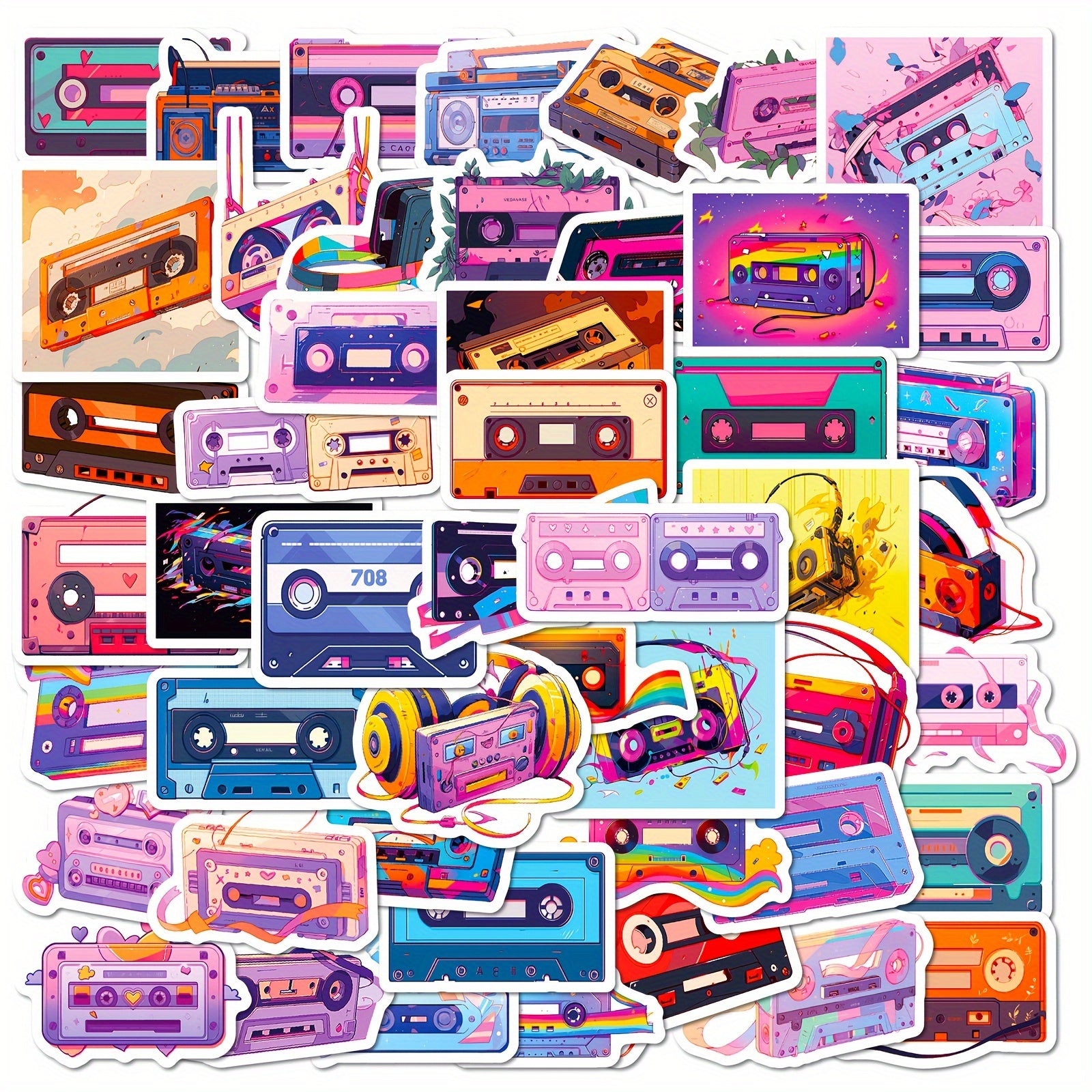 50pcs Cartoon Tape Stickers For Laptop Helmet Desktop Water Cup Decorative
