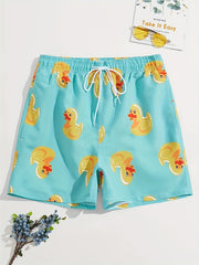Men's Duck Graphic Swim Trunks Drawstring Swimwear