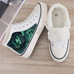 Cartoon Print Plush Lined Thermal Chunky Canvas Sneakers