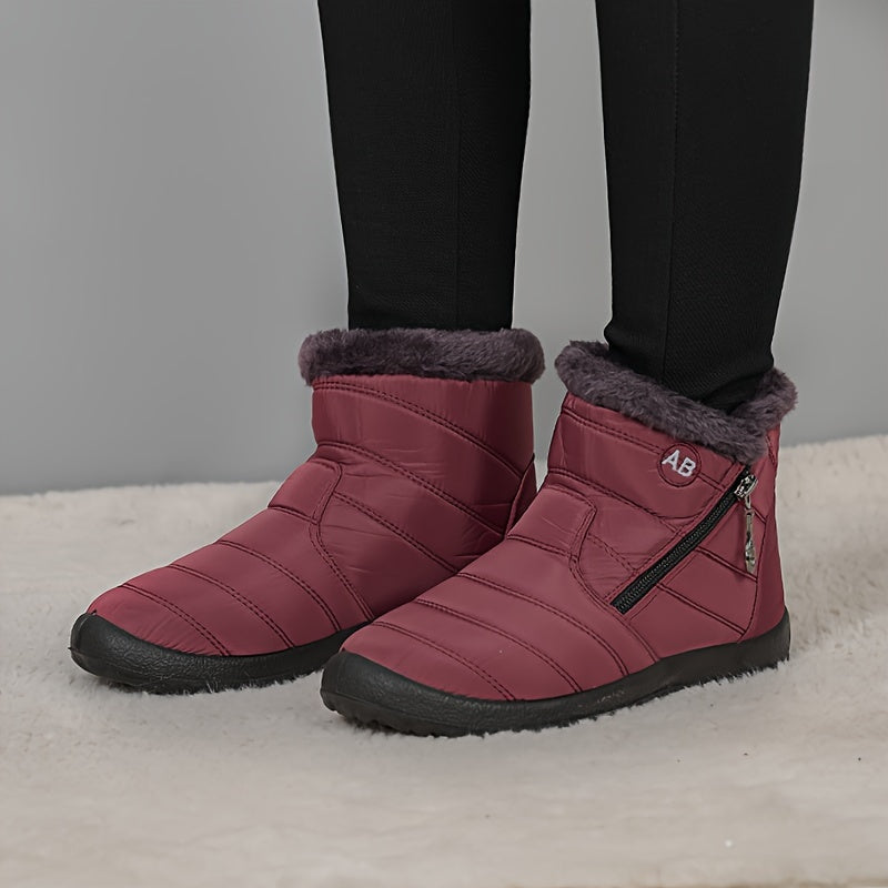Women's Non slip Thickened Medium Tube Zipper Snow Boots