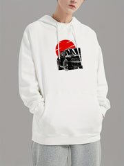 Sunset Print Hoodie Men's Casual Pullover Hooded Sweatshirt