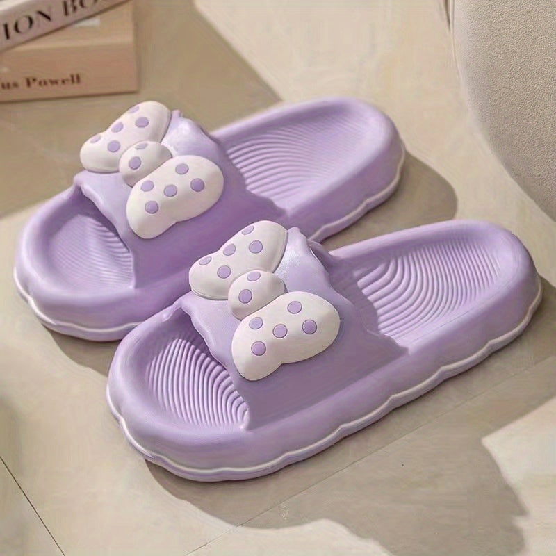 Women's Polka Dot Bow Slides Soft PVC Home Cloud Shoes