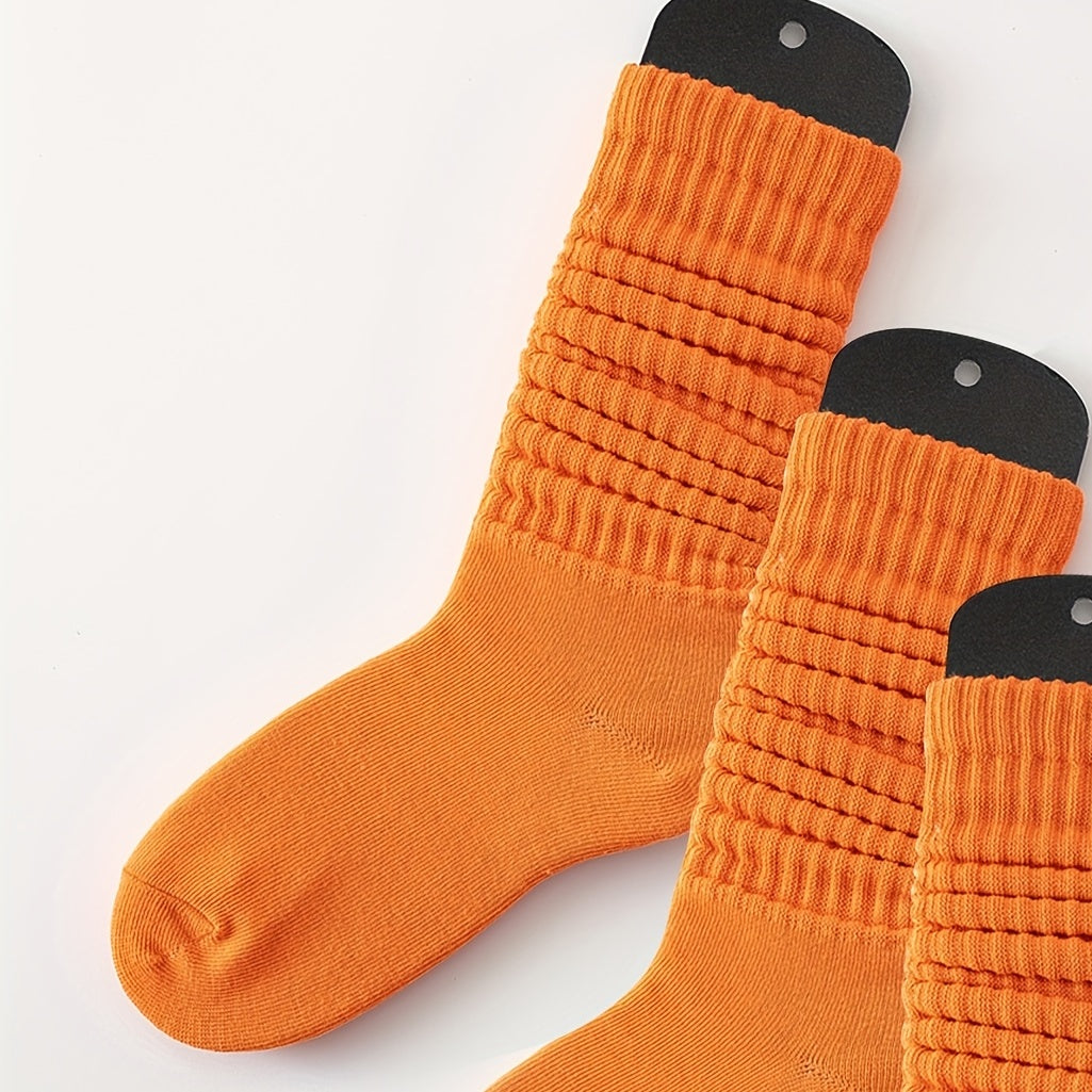 3 Pairs Slouch Crew Socks Cozy & Breathable Street Socks Women's Stockings
