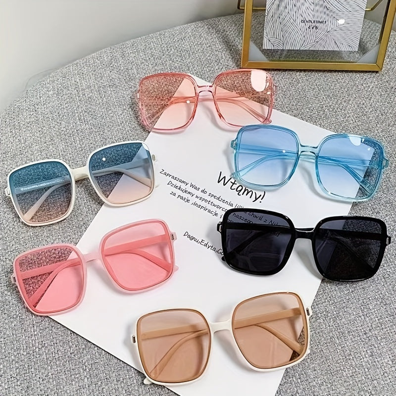 Oversized Square Sunglasses Solid Gradient Lens Glasses UV400