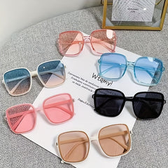 Oversized Square Sunglasses Solid Gradient Lens Glasses UV400