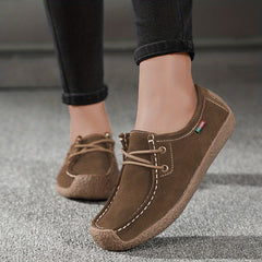Women's Retro Flat Shoes Solid Low Top Slip On Casual Soft Sole Flats