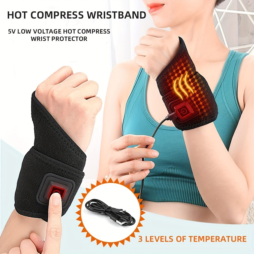 USB Heating Wrist Strap Velvet Lining 3 Level Adjustment