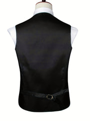 Plaid V Neck Waistcoat Men's Retro Style Single Breasted Vest