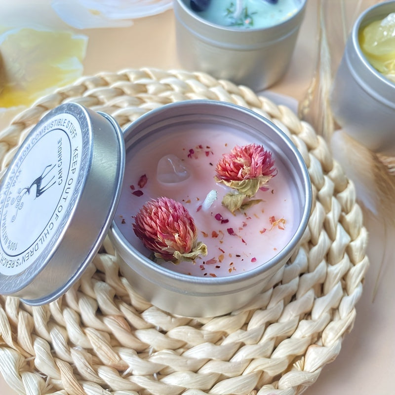 Unique Dried Flower Scented Soy Candle Gift