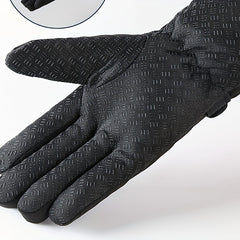 Men's Winter Velvet Padded Waterproof Warm Gloves for Outdoor Activities