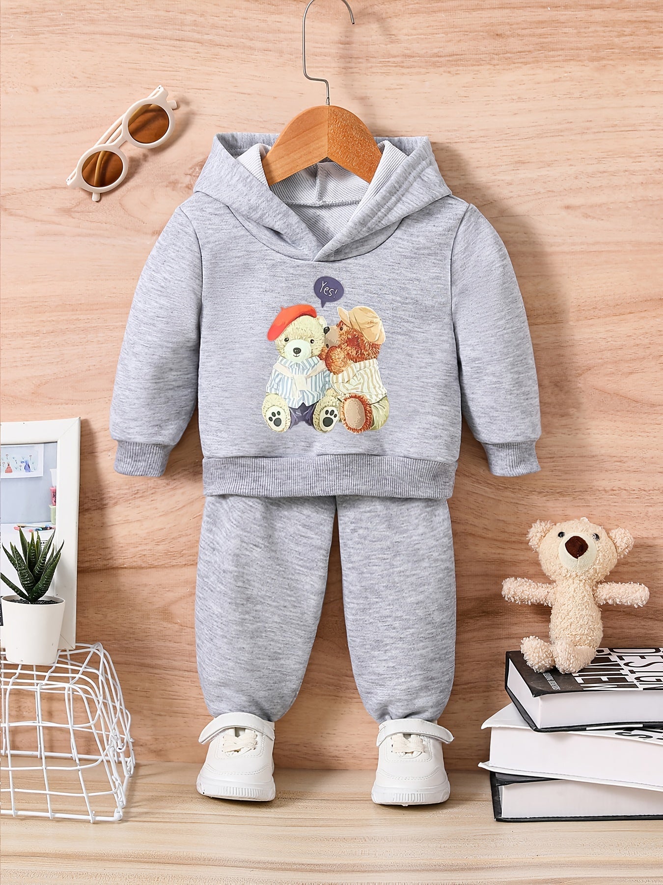 Bear Graphic Baby Set Long Sleeve Sweatshirt Casual Outfit