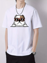 Men's Dog Head Pattern Short Sleeve T Shirt for Spring Summer
