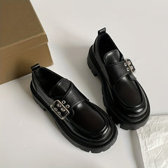 Women's Platform Loafers Retro Round Toe Shoes