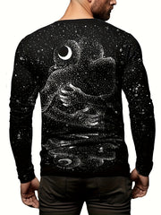 Hug Pattern Men's Long Sleeve Novelty T-shirt for Autumn