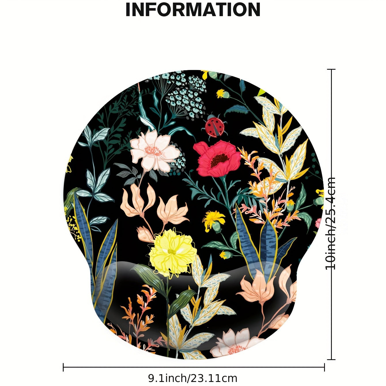 Colorful Flower Wrist Mouse Pad with Wrist Guard