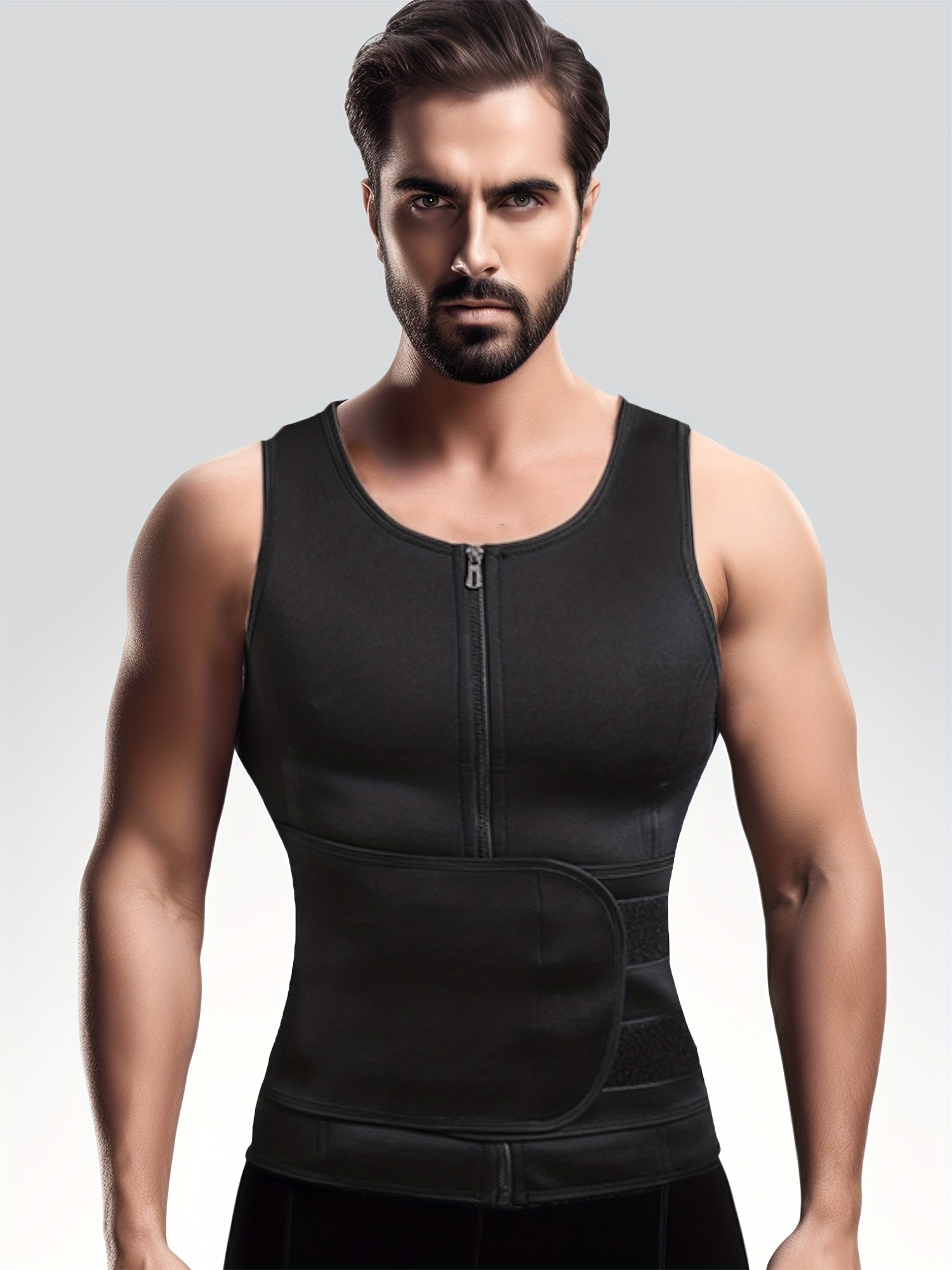 Men's Compression Sauna Vest with Waist Belts & Back Support
