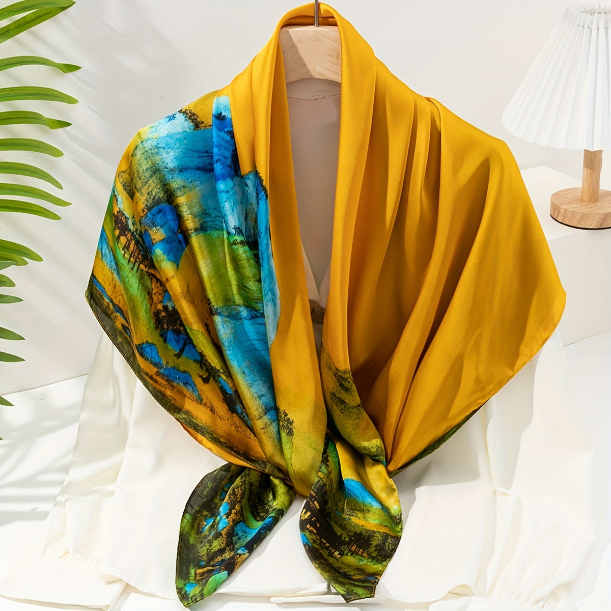 Mountain River Print Shawl Bandana Classic Block Square Scarf Silk