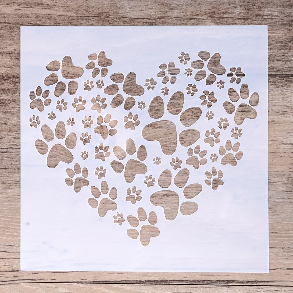 Decorative Love Dog Footprints Stencil Template for DIY Crafts