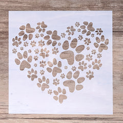 Decorative Love Dog Footprints Stencil Template for DIY Crafts