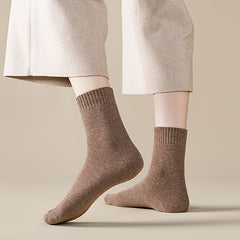 Chunky Knit Crew Socks Warm Winter Cotton Blend Women's Stockings