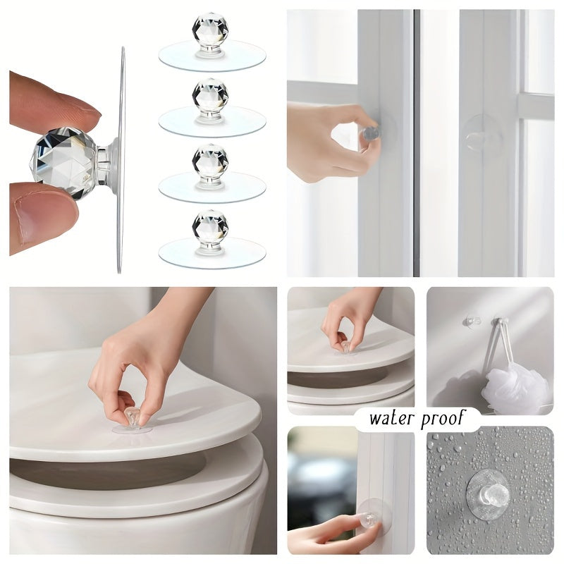 20pcs Adhesive Door Knobs Transparent Cabinet Drawer Handles Hooks
