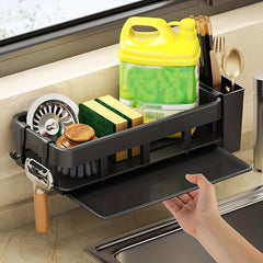 Sink Sponge Holder with Dish Brush and Cloth Hanger