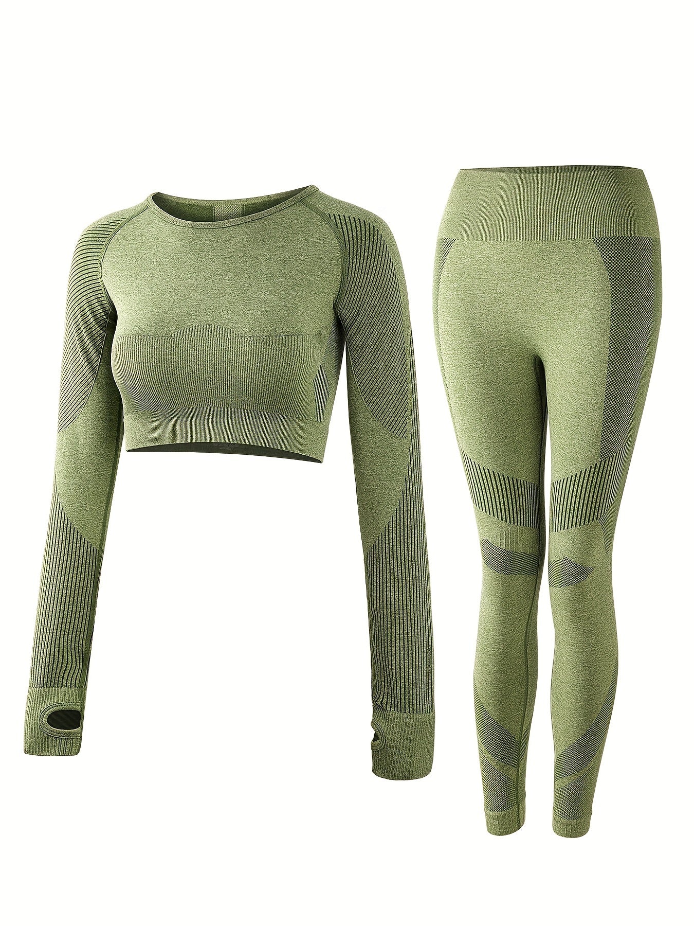 Yoga Workout Set Crop Top & High Waist Leggings Women's Activewear