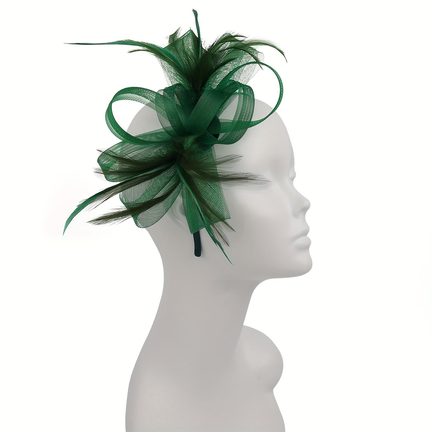 Women Feather Fascinators Derby Hat Mesh Head Piece Tea Party Hair Accessor