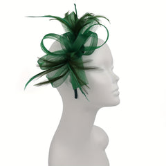 Women Feather Fascinators Derby Hat Mesh Head Piece Tea Party Hair Accessor