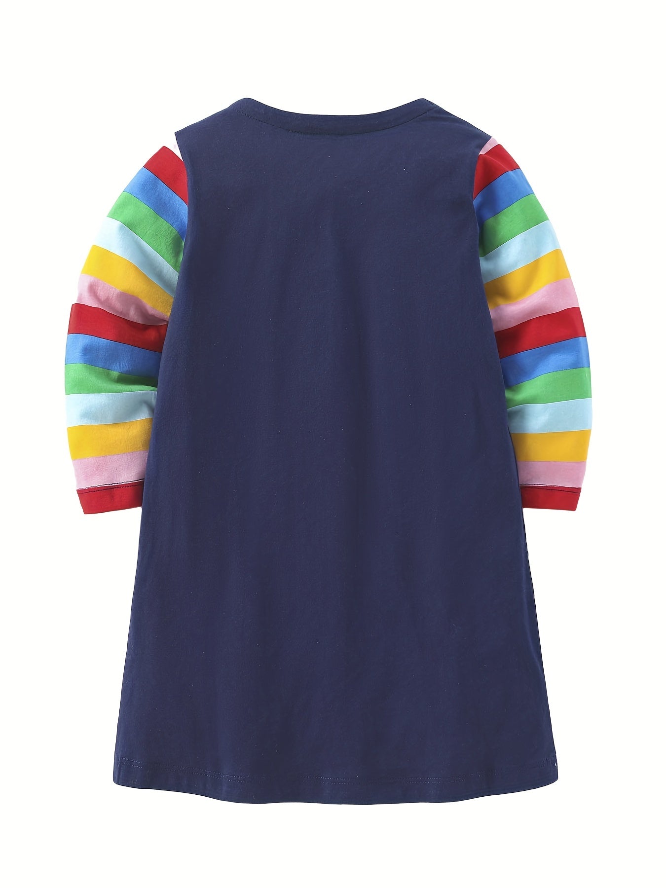 Girls Colorful Planet Print Long Sleeve Casual Dress