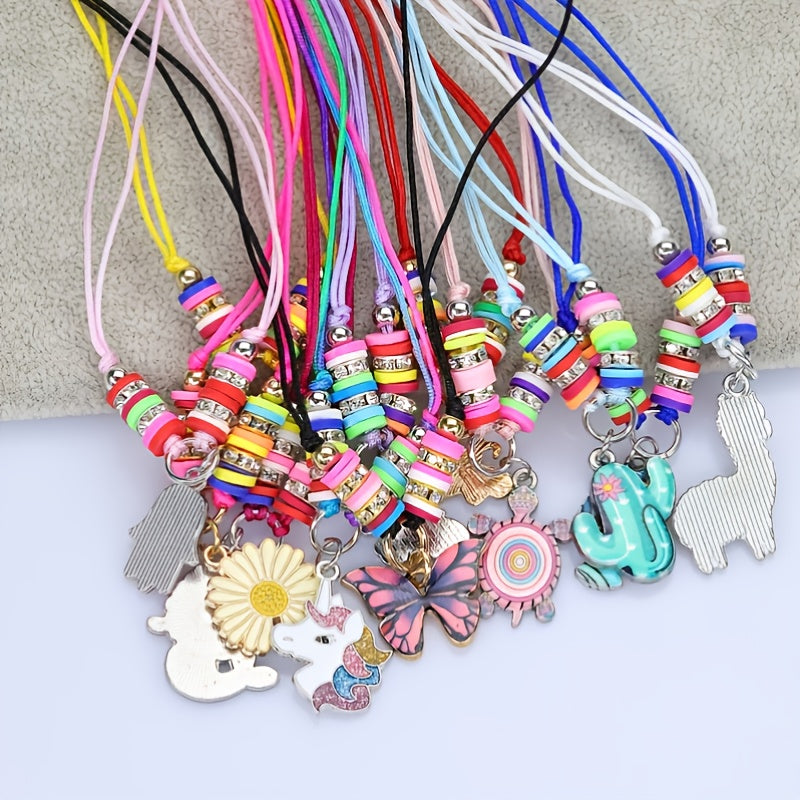 24pcs Cartoon Mermaid Butterfly Bee Charm Children's Bracelet Necklace Set